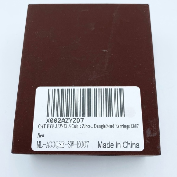 NEW Cat Eye Jewels Cubic Zirconia Dangle Stud Pierced Earrings - Picture 3 of 12